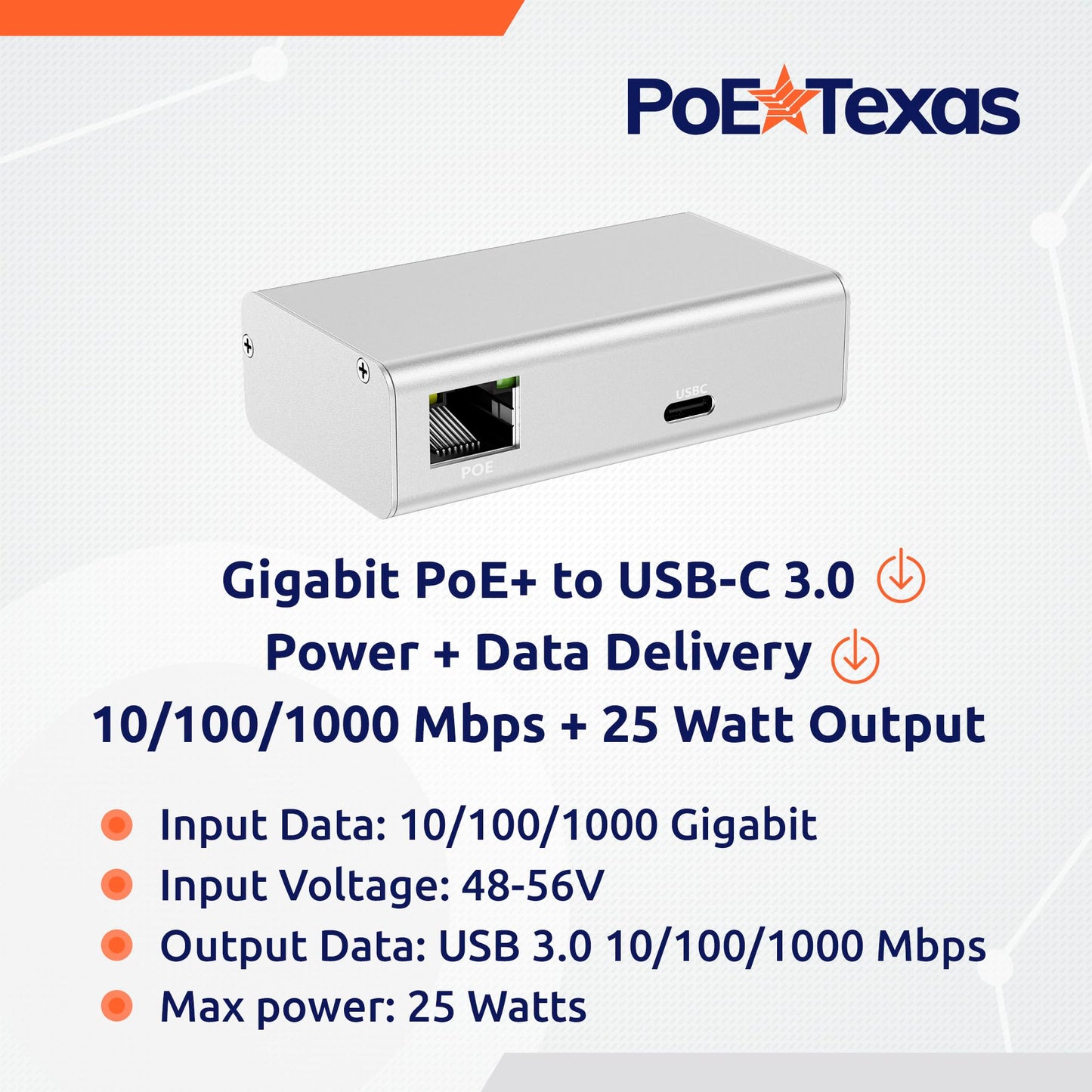 PoE+ to USBC Power Delivery Compatible with Tablet Computers Like iPad Pro Gen 3, Microsoft Surface Go, Google Pixel, and More (USB-C Power Compatible