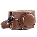 MegaGear MG1259 Ever Ready Leather Camera Case compatible with Panasonic Lumix DC-ZS80, DC-ZS70, DC-TZ95, DC-TZ90 - Dark Brown
