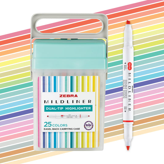 Zebra Pen MILDLINER No Bleed Highlighter, Assorted Colors, Dual Tip, 25-Pk