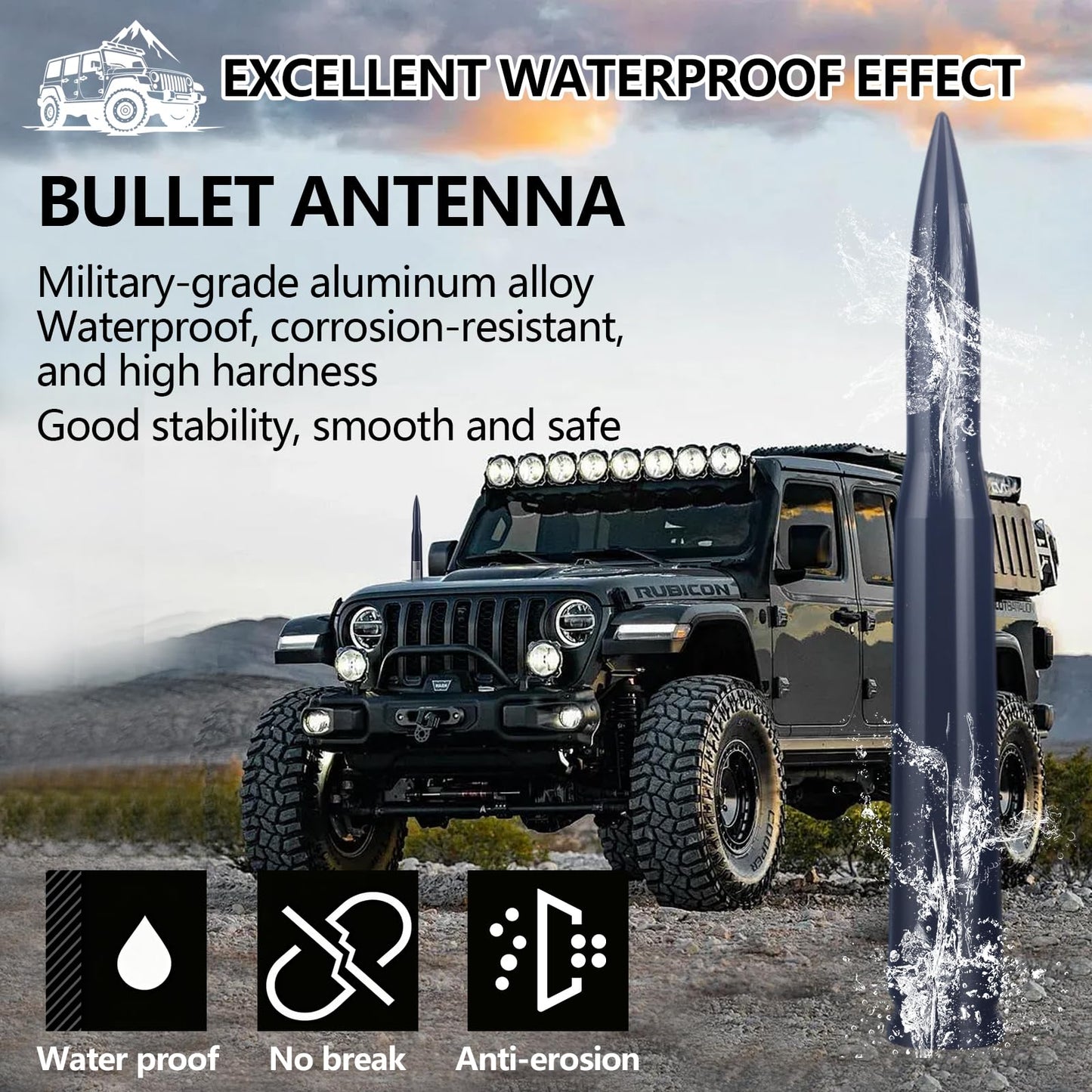 Bullet Antenna 50 Car Bullet Antenna,Compatible Silverado 1500 Ford F150 Dodge Ram 1500 GMC Sierra 1500 Ranger Short Replacement Antena para Carro