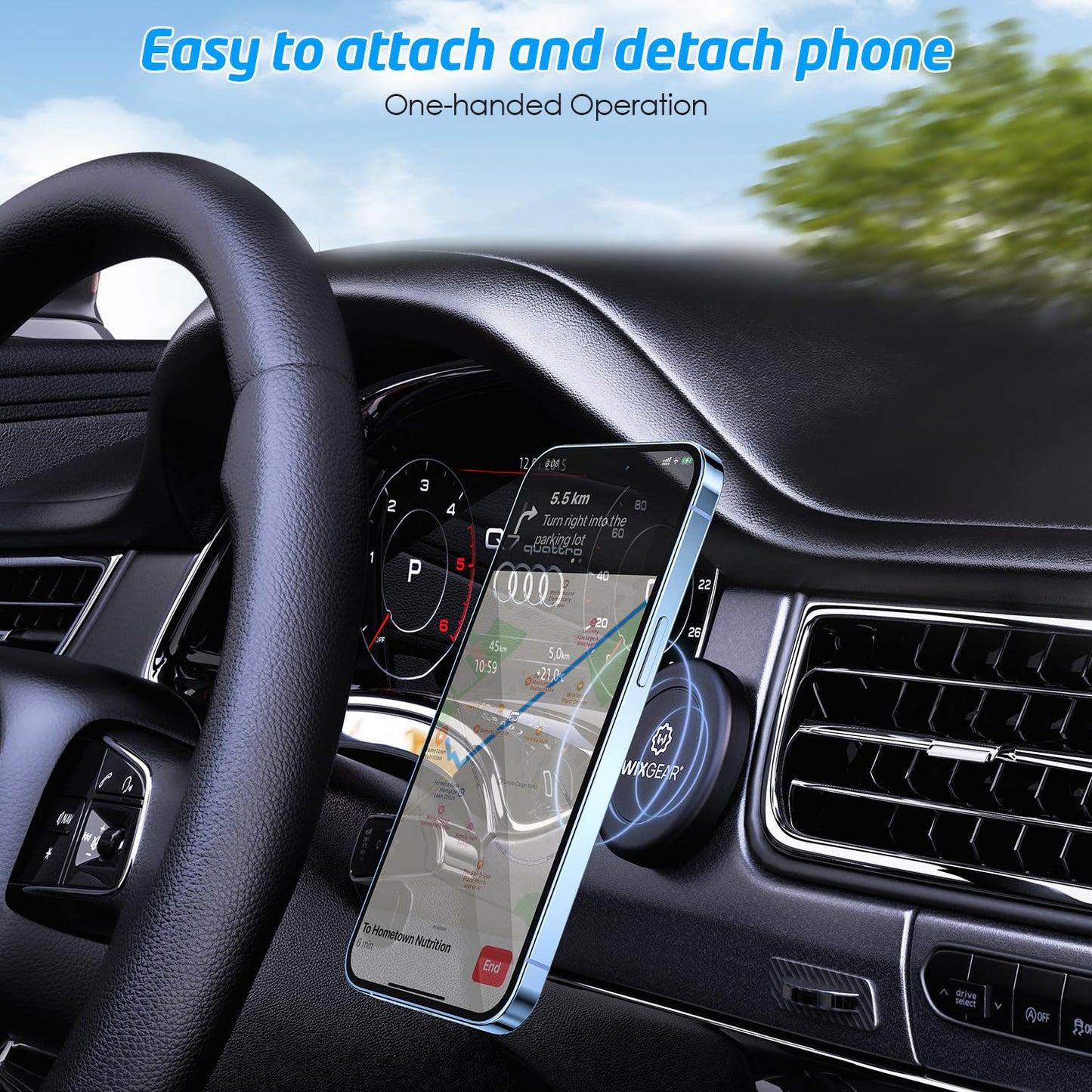 WixGear Universal Flat Stick On (2 Pack) Dashboard Magnetic Car Mount Holder for Cell Phones and Mini Tablets with Fast Swift-Snap Technology - Extra