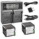 Kastar LCD Dual Fast Charger & 2 x Battery Replacement for Panasonic VWVBG260 and SDR-H40, SDR-H80 Series, HDC-HS700, TM700, HS300, TM300, HS250