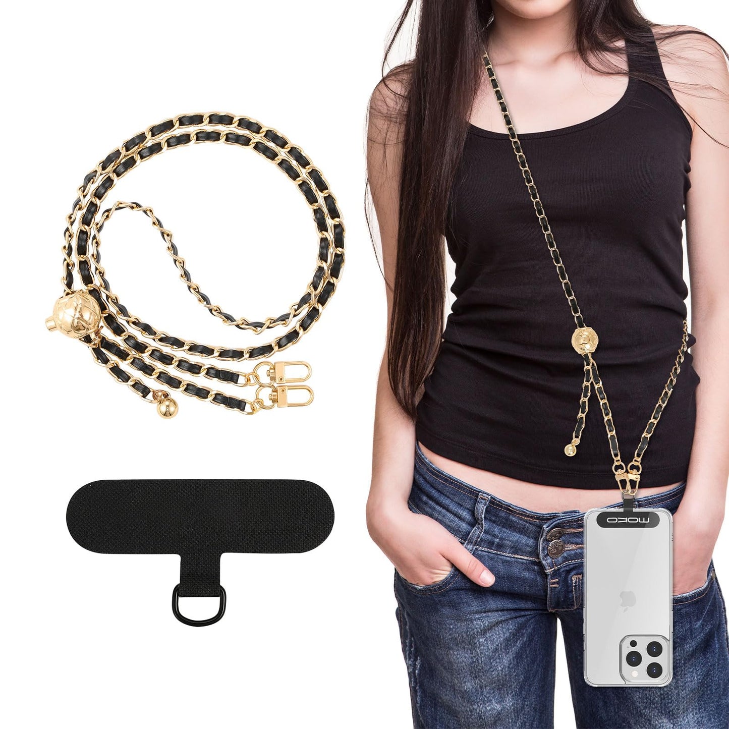 MoKo Universal Phone Lanyard, Metal Cell Phone Chain Crossbody Strap