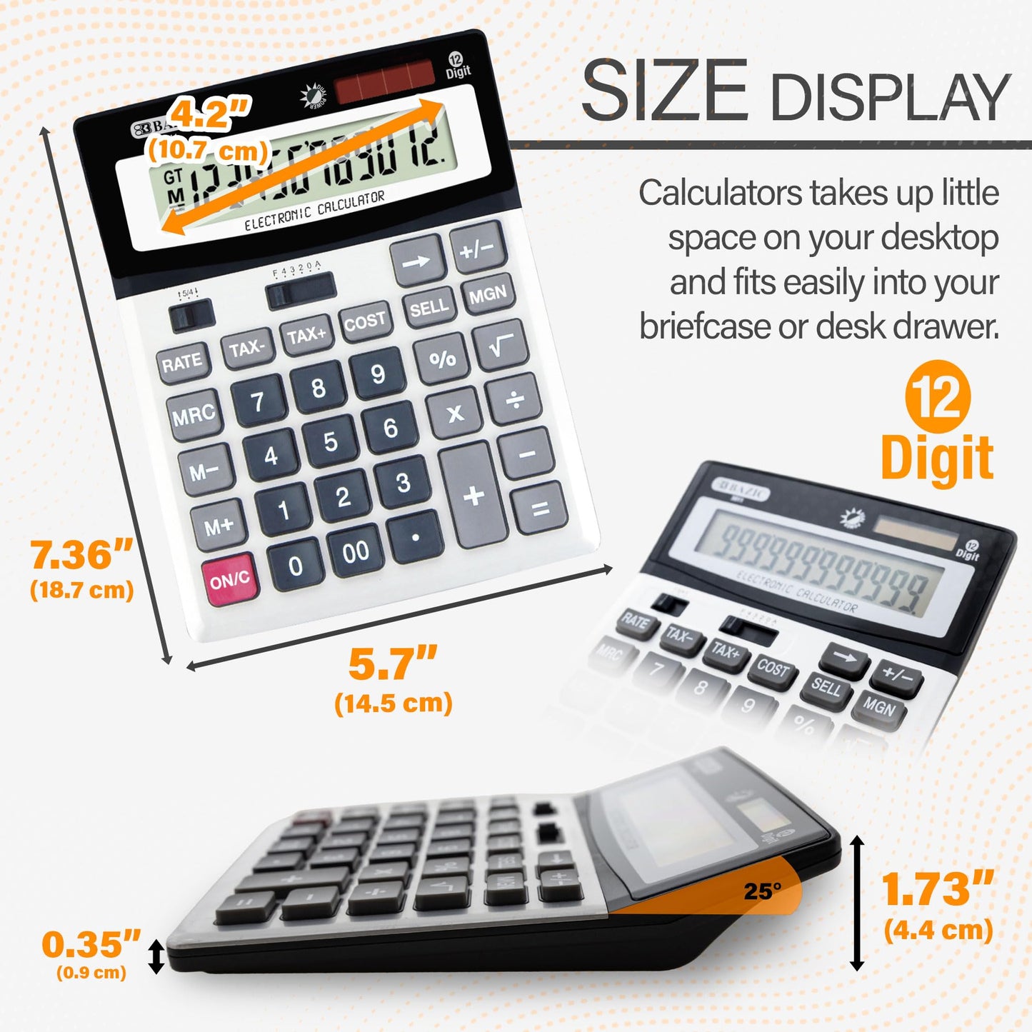 BAZIC 12-Digit Desktop Calculator with Profit Calculation & Tax Functions (3011)