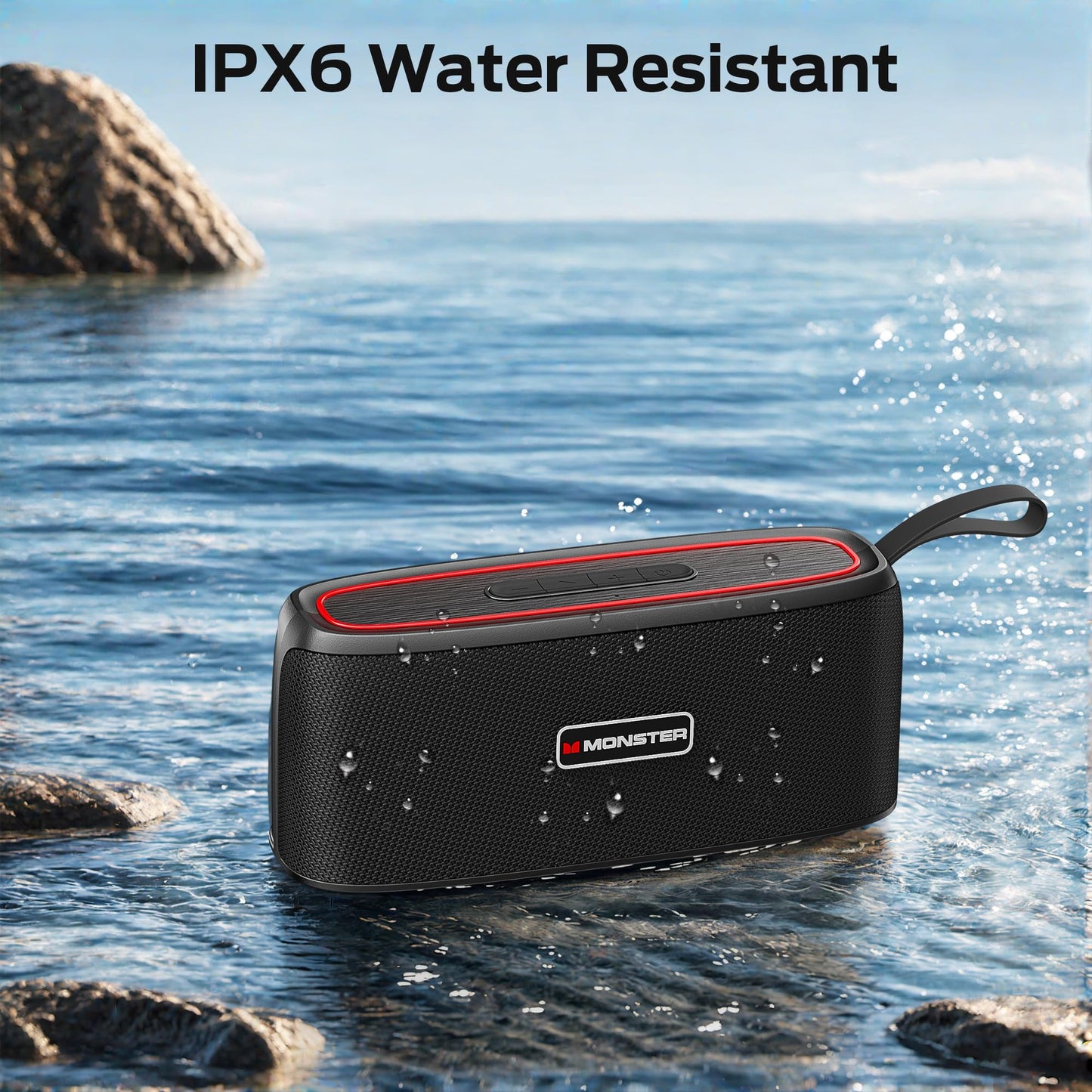 Monster Shock Portable Bluetooth Speaker, True Wireless Speaker, 30W Loud Stereo Sound, IPX6 Waterproof