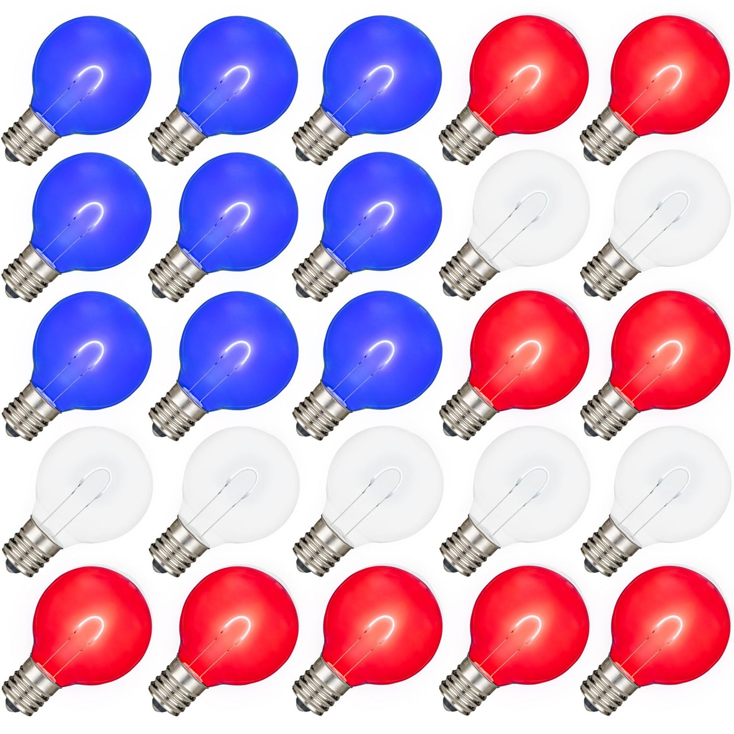 Novelty Lights 25 Pack G40 LED Glass Filament Outdoor Patio Globe Bulbs