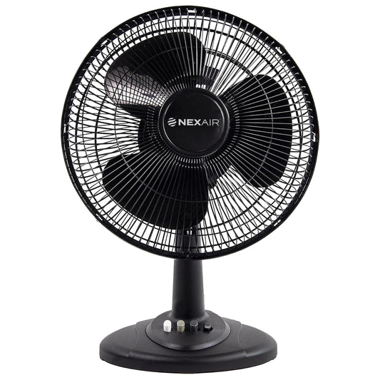 NEXAIR 12 in Oscillating Table Fan 3 Speeds, with 180° Adjustable Tilt and Convenient Push Button Controls, Desk Fan Ideal for Home, Bedroom, Dorm
