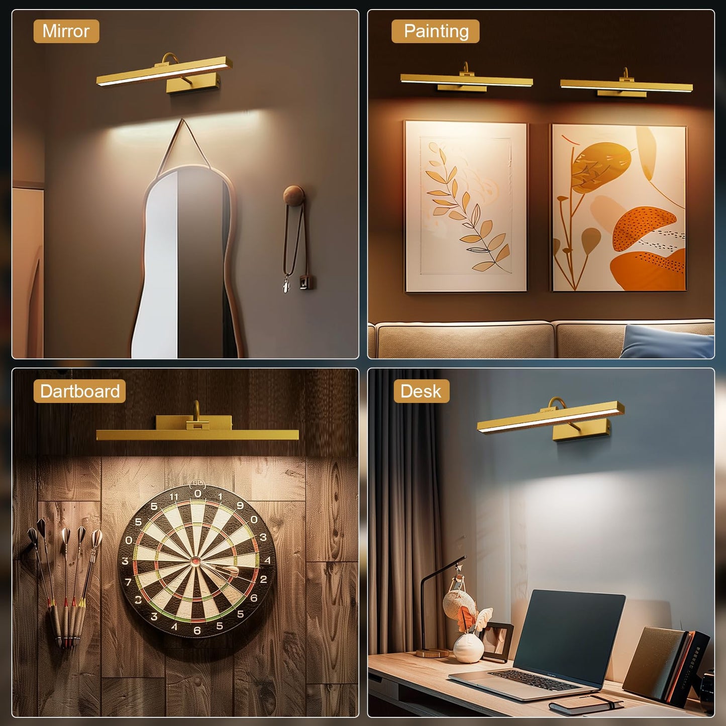 Bridika Picture Light 2 Pack, Rechargeable 15.7in Battery Operated Wall Lights with Timer, Remote Control, 3 Color Temperatures, Dimmable Wall Sconce