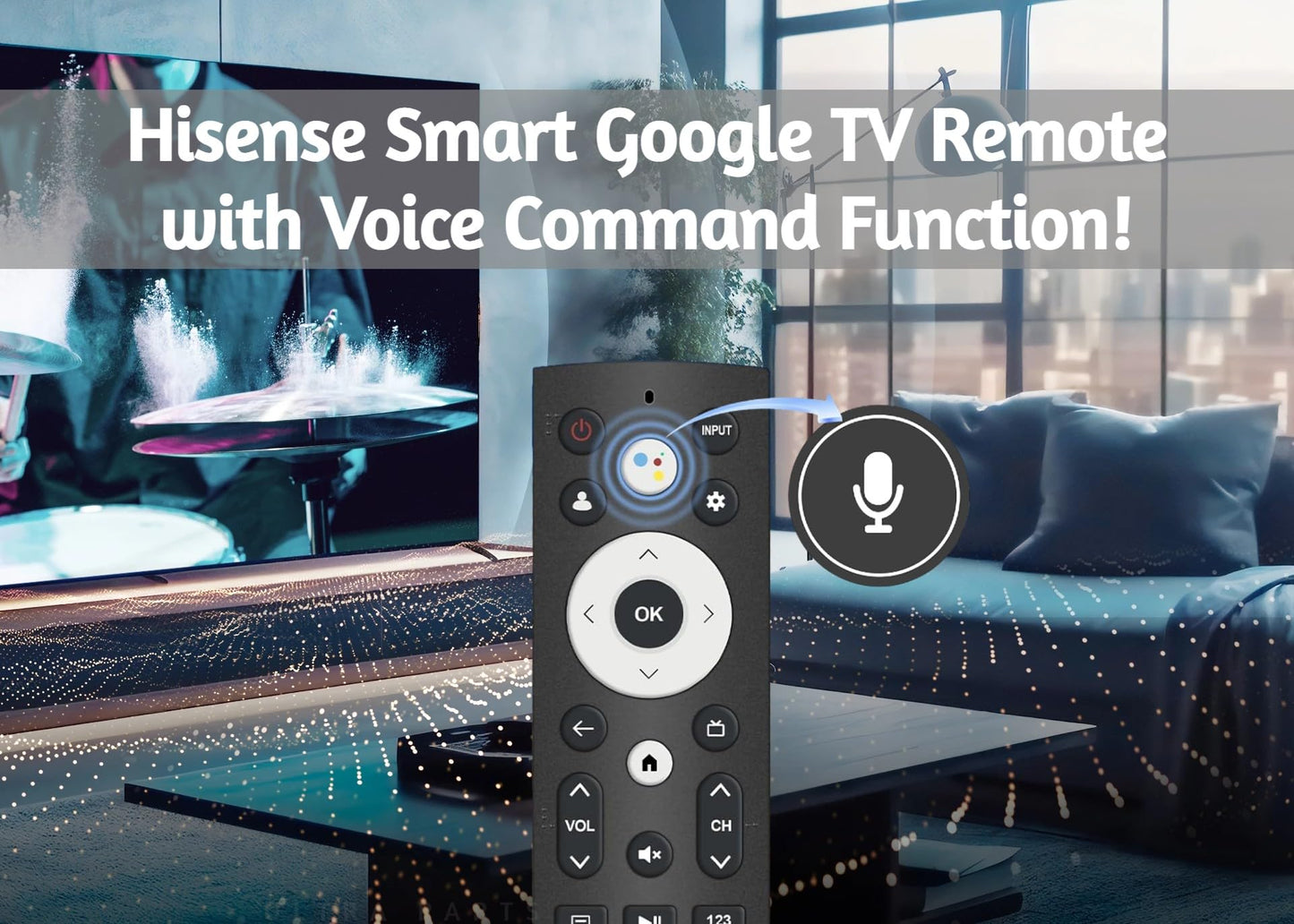 OEM Replacement Remote Control for All Hisense UHD 4K ULED Smart Google TVs with Voice Control 43A6H 50A6H 55A6H 65A6H 75A6H 50U6H 55U6H 65U6H