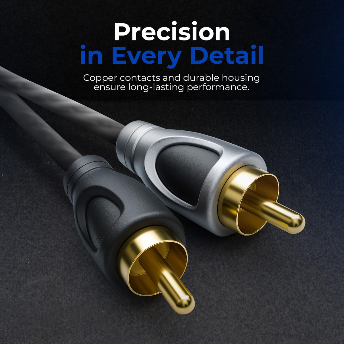 DEEJAY LED 1-Foot RCA Cable - RCA Male to RCA Male Audio Cable, EMI Protection, Flexible Soft Touch Construction, Suitable for Car Audio, Turntables, Amplifiers, Receivers, Cd Players, and Subwoofers