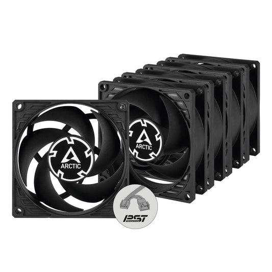 ARCTIC P8 PWM PST (5 Pack) - PC Fans, 80mm Case Fan with PWM Sharing Technology (PST), Pressure-optimised, Quiet Motor, Computer, Fan Speed: 200-3000