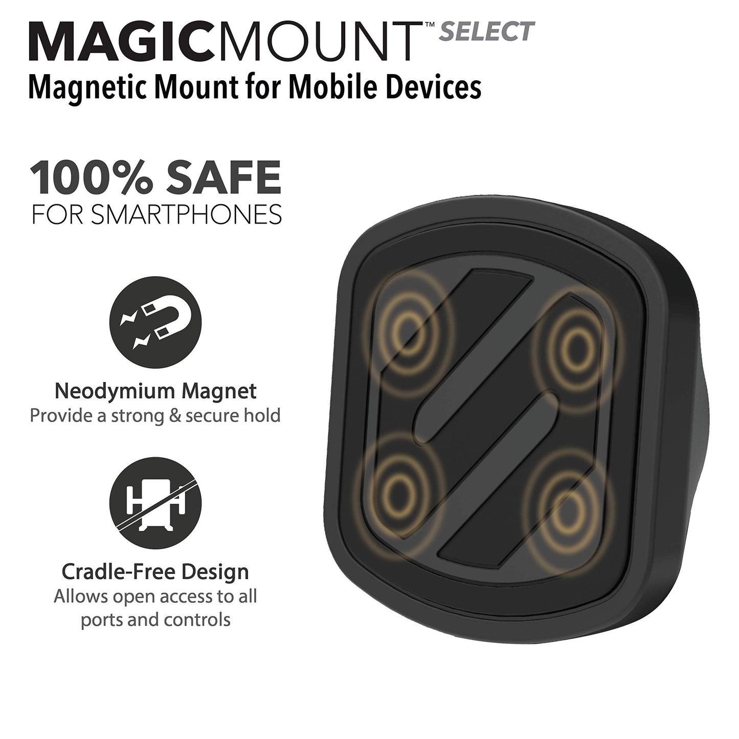 Scosche MMDSD-RP MagicMount™ Select Mini Magnetic Car Phone Holder - Strong Magnet Mount for iPhone and Android - Secure Magnetic Cell Phone Mount