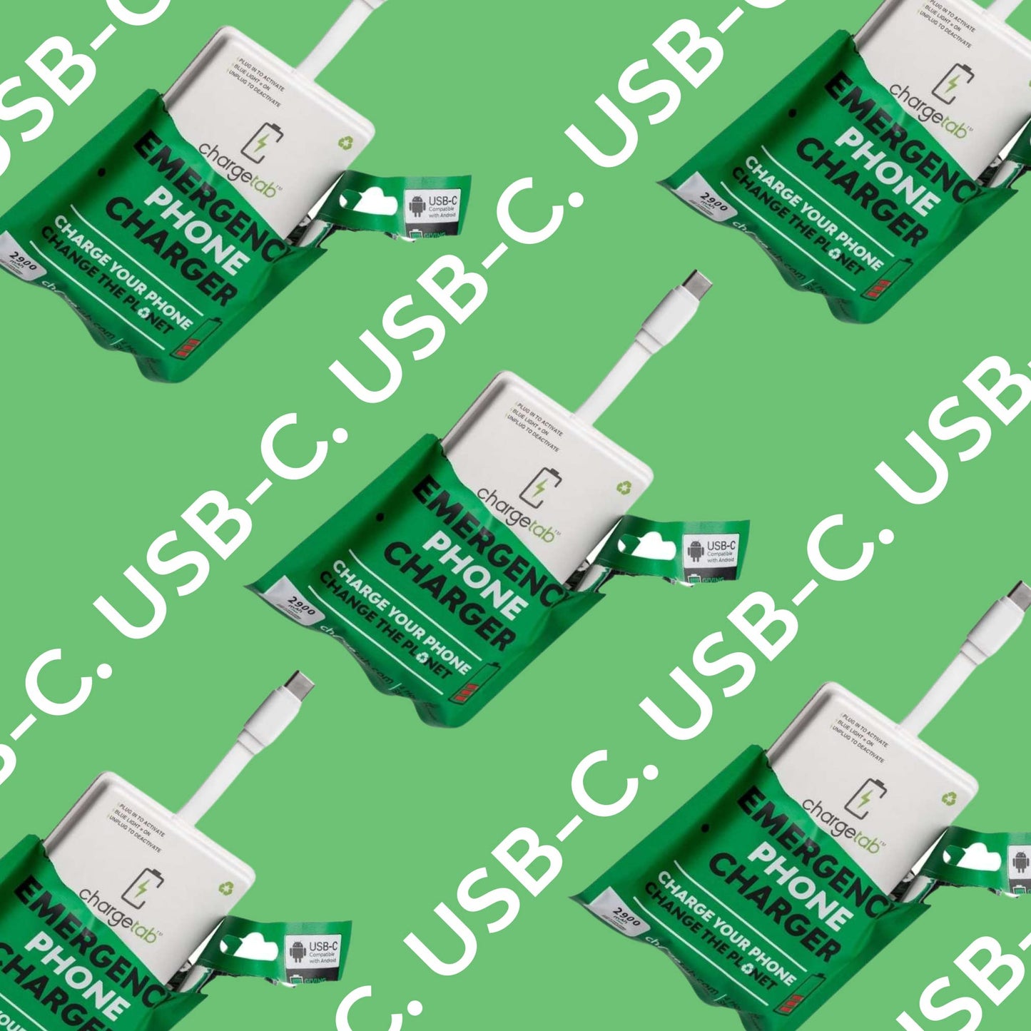 ChargeTab Emergency Portable USB-C Charger - Pre-Charged 3000mAh, Slim & Light, Up to 2-Year Shelf, Compatible w/iPhone 15/16 & Android USB-C Devices