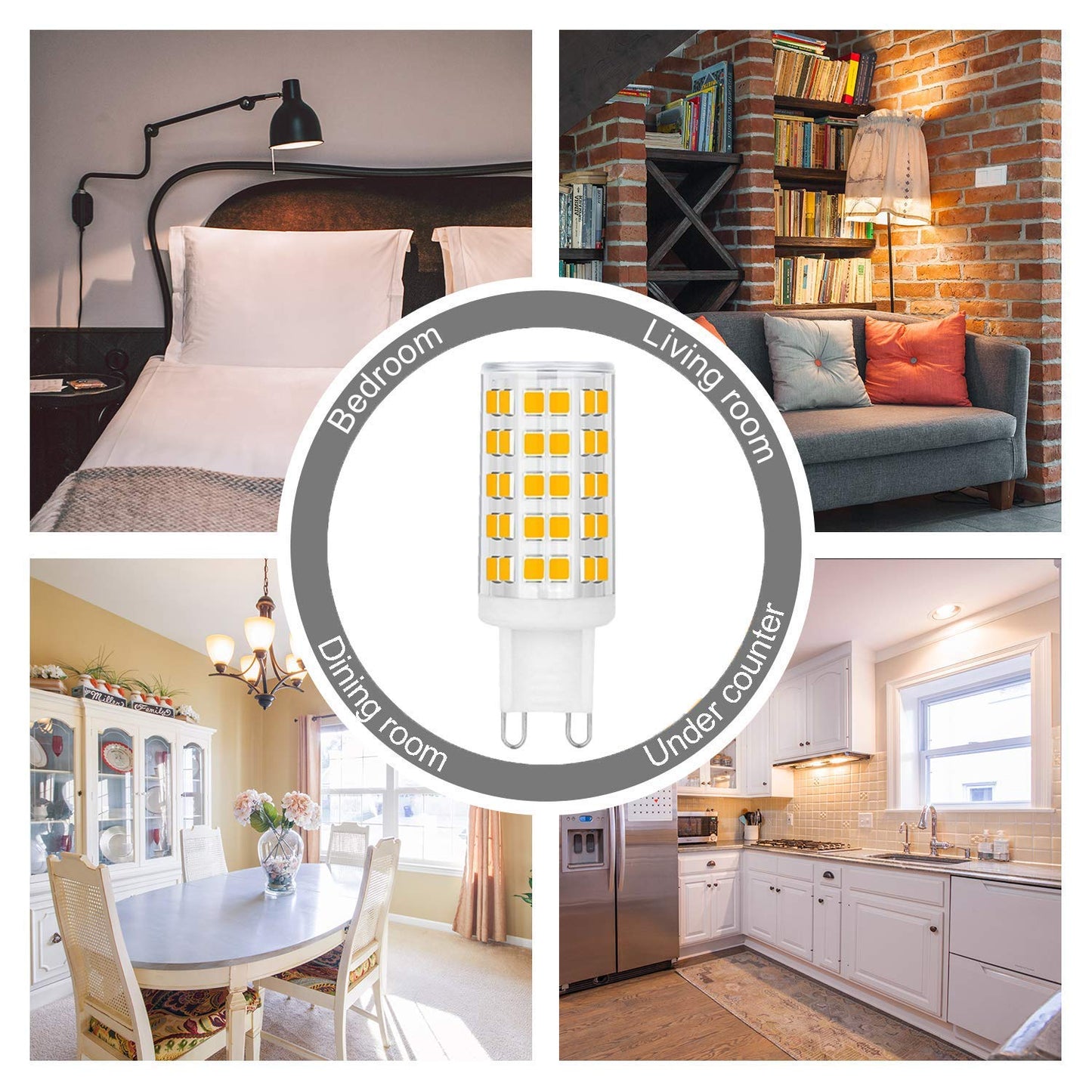 OHLGT G9 LED Bulbs Dimmable 6W (60W Halogen Bulb Equivalent), Warm White 3000K, 110V-130V, 500LM Bi Pin for Home Lighting, 6Packs