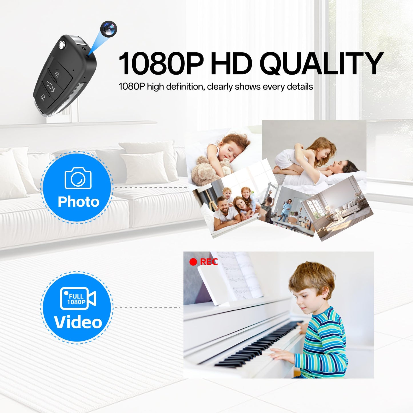Wxndfr 1080P Mini Camera for Home 64GB Security Camera Indoor Camera with Motion Detection Night Vision