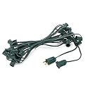 HLO Lighting C7 Light Strings | 25' Green Cord with 12" Socket Spacing, E12 Christmas Light Stringer