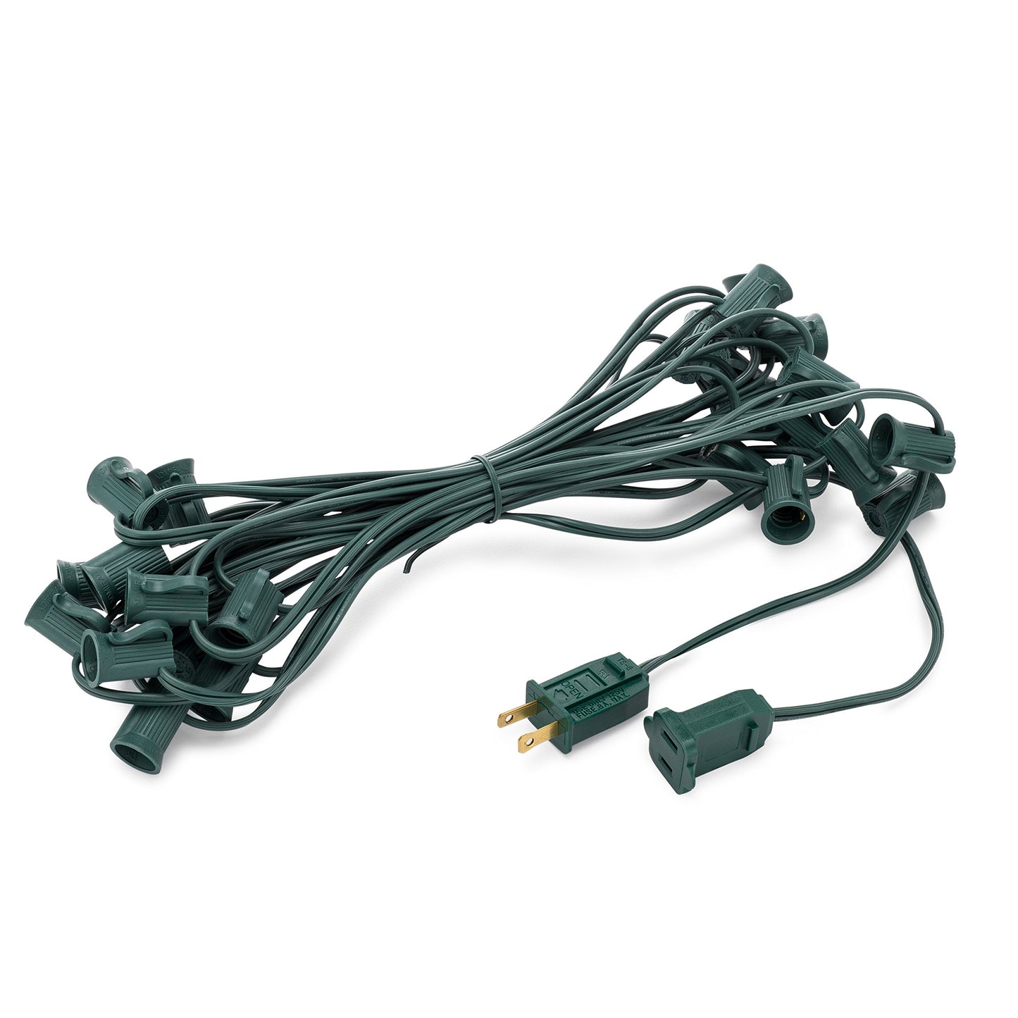HLO Lighting C7 Light Strings | 25' Green Cord with 12" Socket Spacing, E12 Christmas Light Stringer
