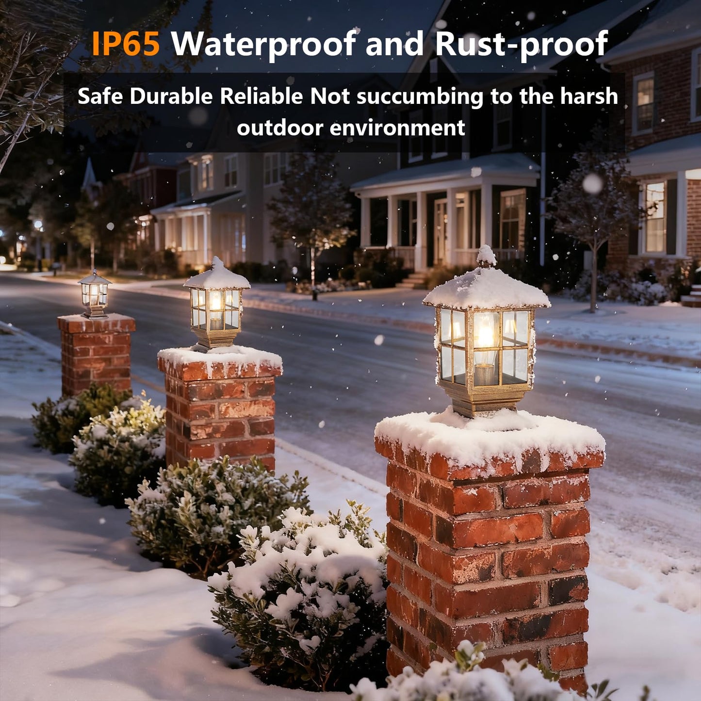 SLAWA Modern Exterior Pillar Lights - Outdoor Garden Patio Post Lights with Glass Lampshade