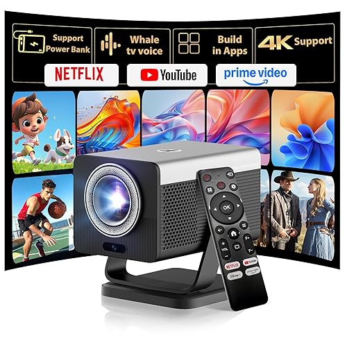 HP MC450 Smart Mini Portable Projector with WiFi & Bluetooth, Official Licensed Apps, Short Throw Projector with 4K Support, Voice Control, USB-C