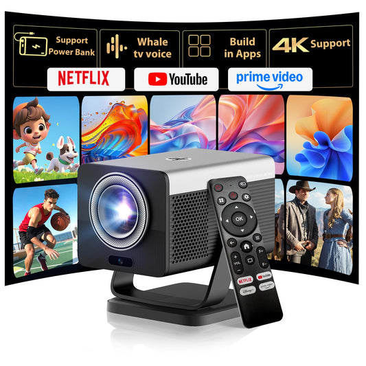 HP MC450 Smart Mini Portable Projector with WiFi & Bluetooth, Official Licensed Apps, Short Throw Projector with 4K Support, Voice Control, USB-C