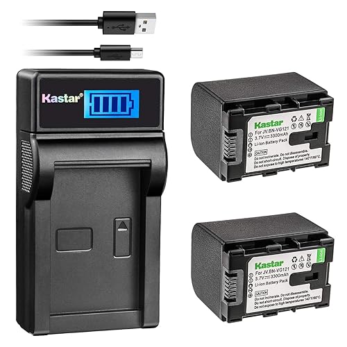 Kastar 2X Battery + Slim LCD Charger for JVC BN-VG121 BNVG121 BN-VG107 BN-VG107U BN-VG108E BN-VG108U BN-VG114 BN-VG114AC VG114E VG114U VG121AC VG121