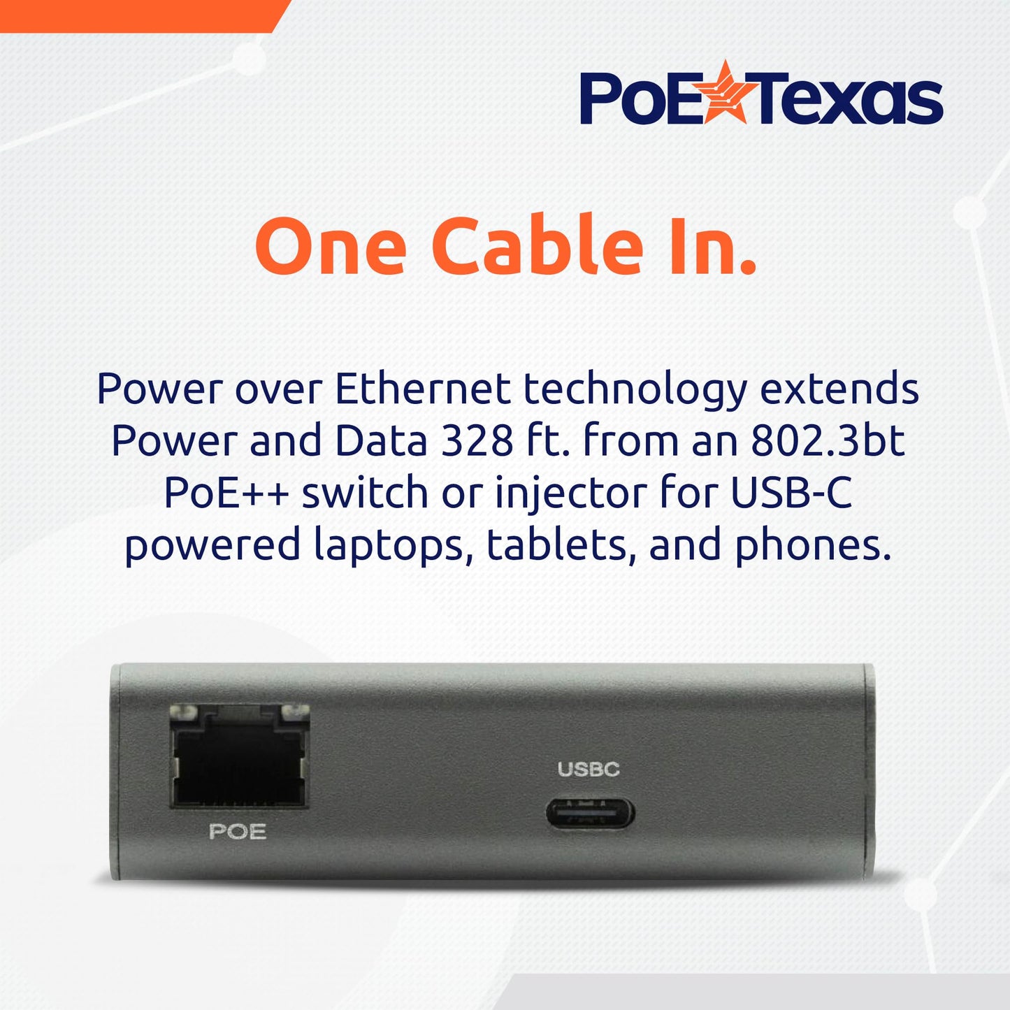 Gigabit PoE++ to USB-C Converter with 65W Power Delivery