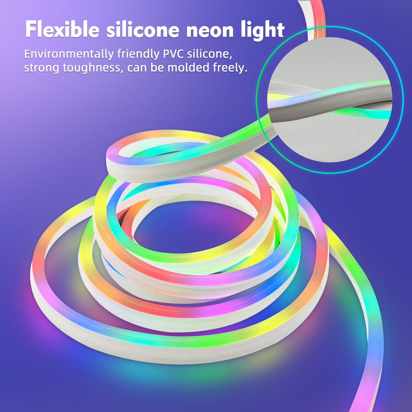 XSY CSZXINGSY 16.4ft Neon Rope Lights,Flexible Led Rope Lights Control with App/LED Strip Lights - Waterproof, Bendable, Indoor/Outdoor Use