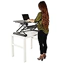ZooVaa Standing Desk Converter 35 Inches - Height Adjustable Sit Stand Up Desk Riser fits Dual Monitors, Laptop Stand, Desktop Computer Station