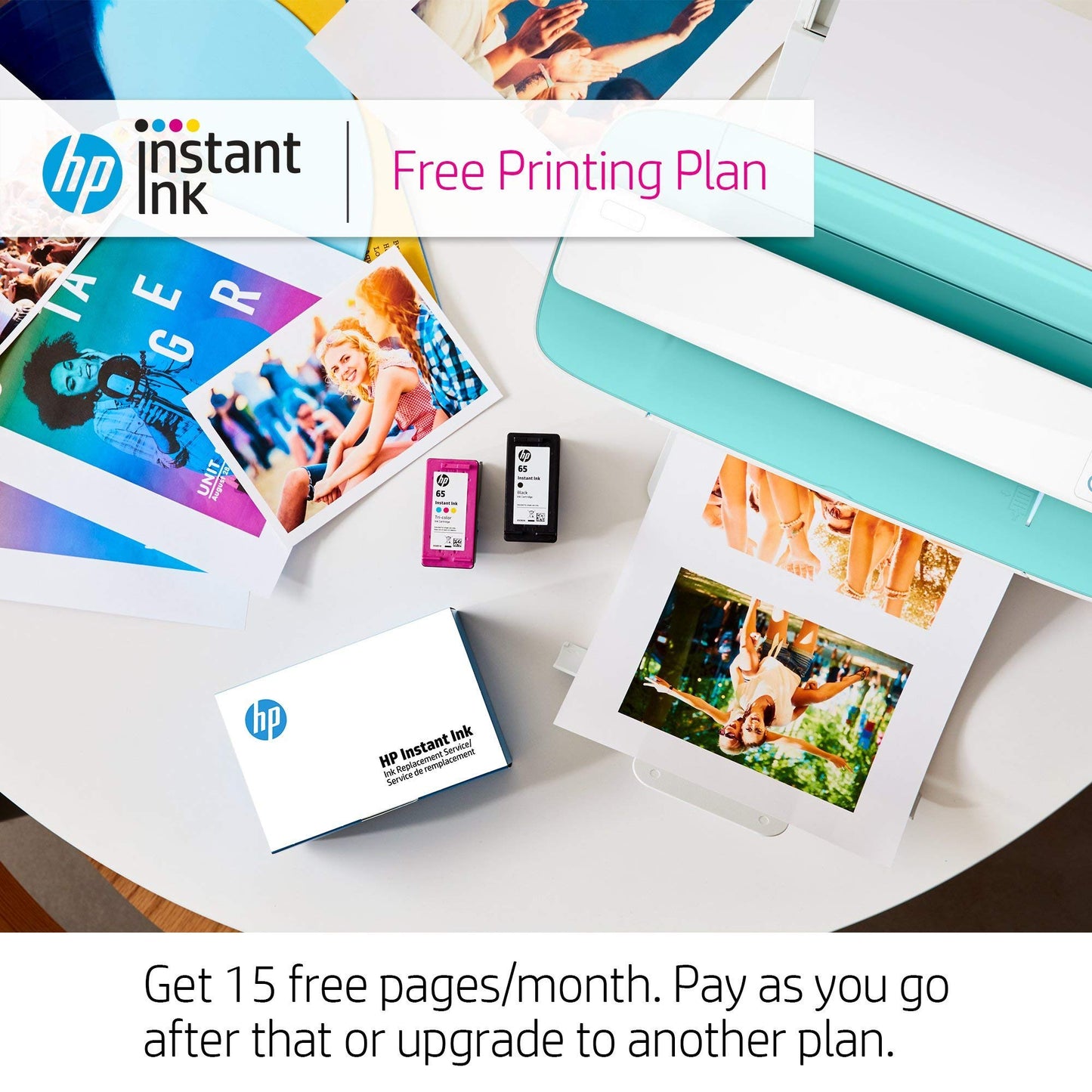 HP DeskJet 3755 Compact All-in-One Wireless Printer with Mobile Printing, HP Instant Ink & Amazon Dash Replenishment ready - Blue Accent (J9V90A)