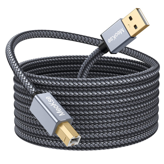Meokse Printer Cable 25FT,USB Printer Cord 2.0 Type A Male to B Male Cable Scanner Cord High Speed Compatible with HP, Canon, Dell, Epson, Lexmark