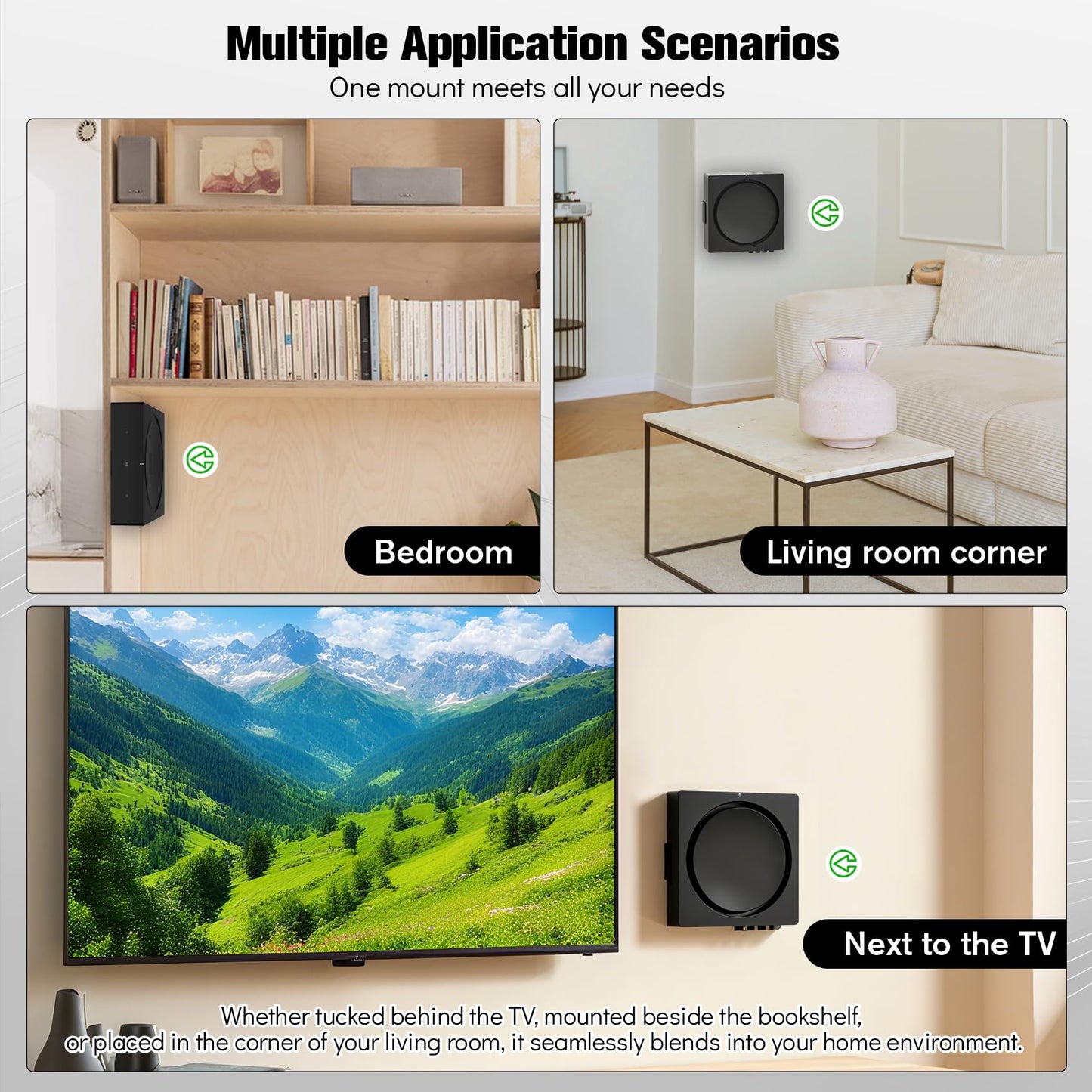 JinLunar Wall Mount for Sonos Amp Mount Bracket,Slim Metel Sonos Amp Mount Bracket, Black Steel Wall Mount for Sonos Wireless Amplifier with Free