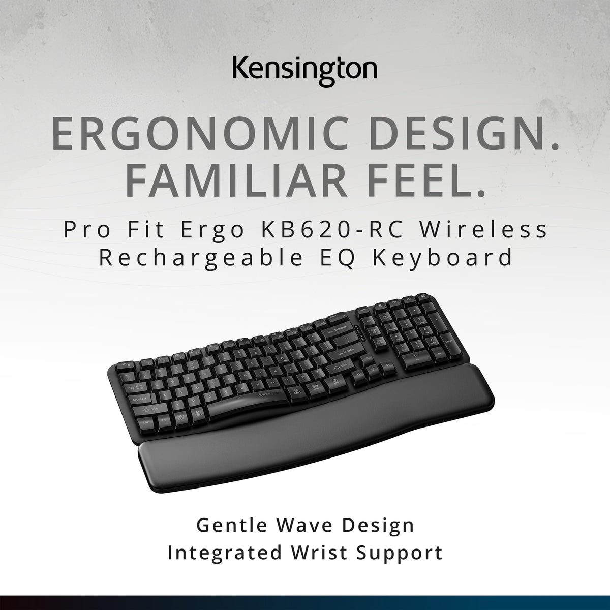 Kensington Pro Fit™ Ergo KB620-RC Wireless Rechargeable EQ Keyboard (K72487NA)