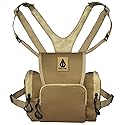 Deltic Tracker XL Bino Harness, Chest Pack with Magnetic Main Pocket, 4 Storage Pockets, Adjustable Straps, Tan