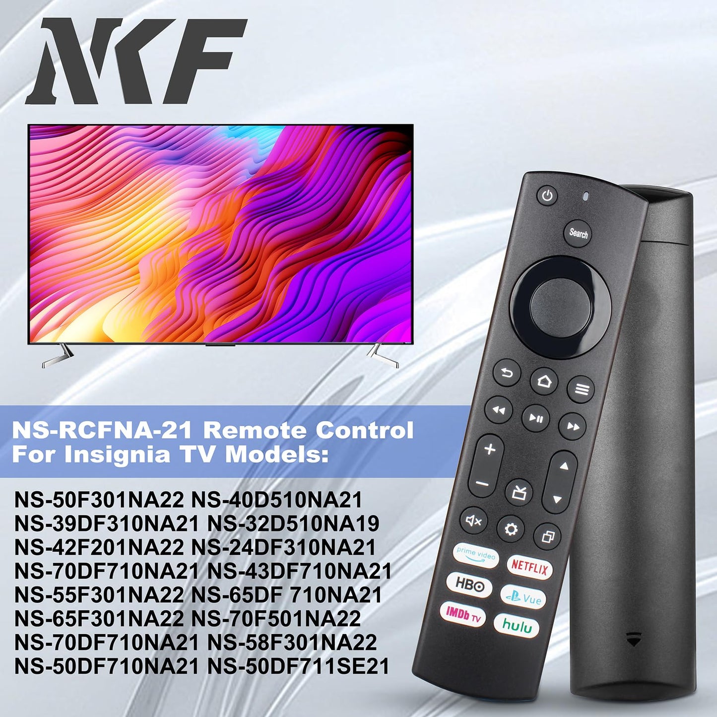 NS-RCFNA-21 Remote Control for Insignia TV Remote Replacement NS-24DF310NA19 NS-32DF310NA19 NS-39DF510NA19 NS-50DF710NA21 NS-55DF710NA21 Edision TV