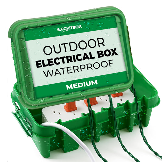 SockitBox - The Original Weatherproof Connection Box - Indoor & Outdoor Electrical Power Cord Enclosure for Timers, Extension Cables, Transformers