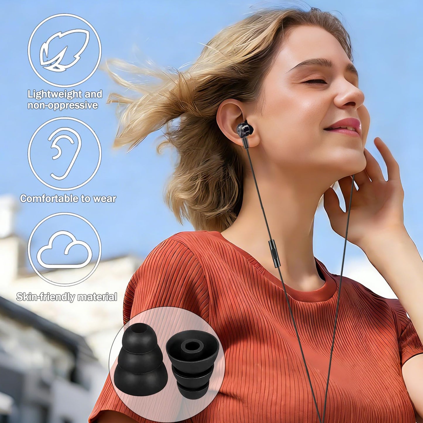 WKYMY 9 Pairs Replacement Earbud Tips Triple Flange Ear Tip for Most in Ear Headphones (Inner Hole 3.8mm) Earbud Covers Triple Flange Noise Isolate