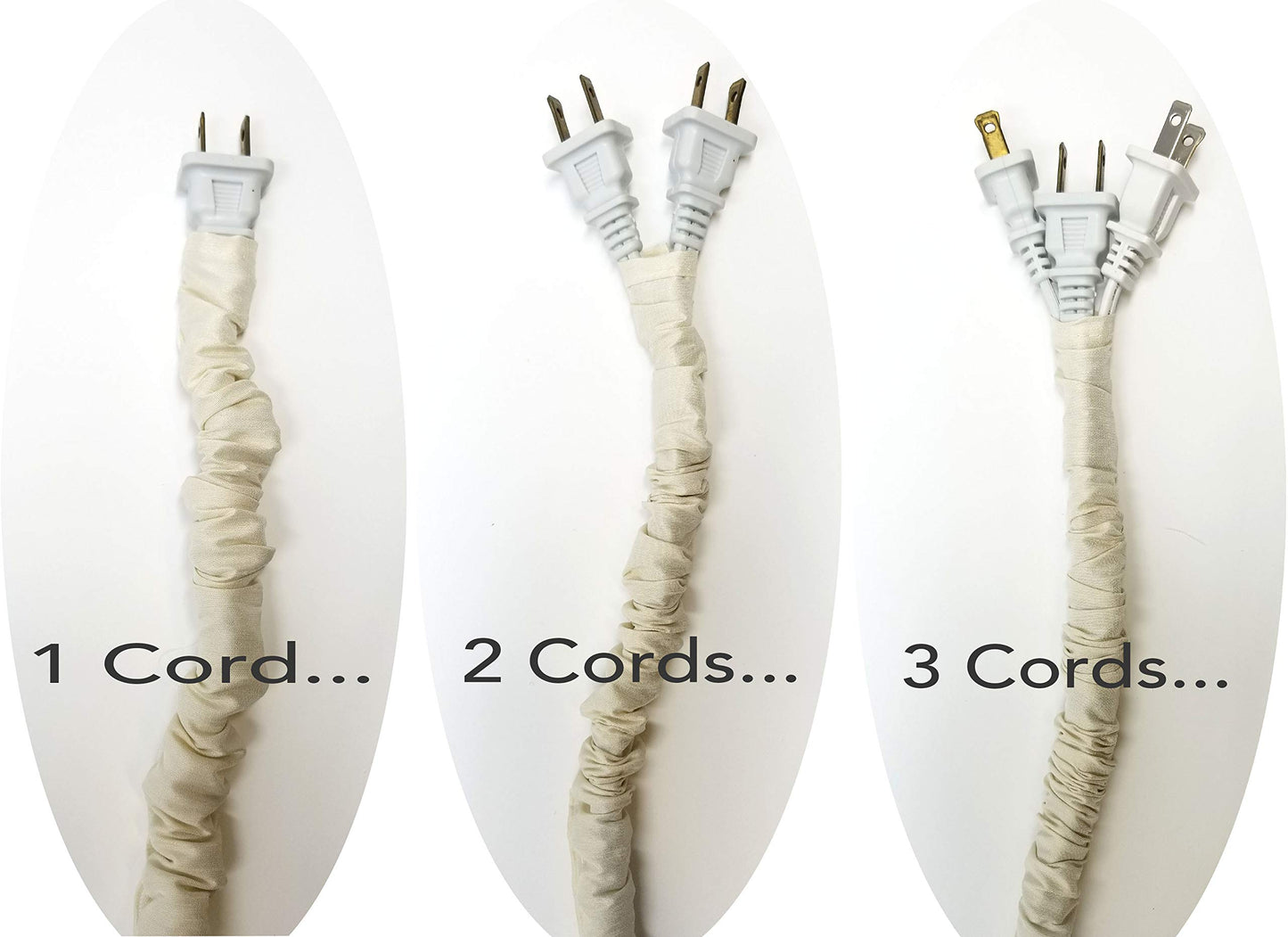 Snow Lamp Cord Cover Thin-Style Faux Silk 9 ft long White