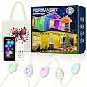 Slngfrle Permanent Outdoor Lights 100FT 60LEDs, RGBWC+IC Smart LED Strip with 50+ Scene Modes, IP68 Waterproof, App & Remote Control for Christmas