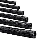 Split-Sleeve Wire Loom for High-Temperature Automotive Harness and Home Cable Management, 25ft - 1/2 inch Braided Cable Management Sleeve Cord
