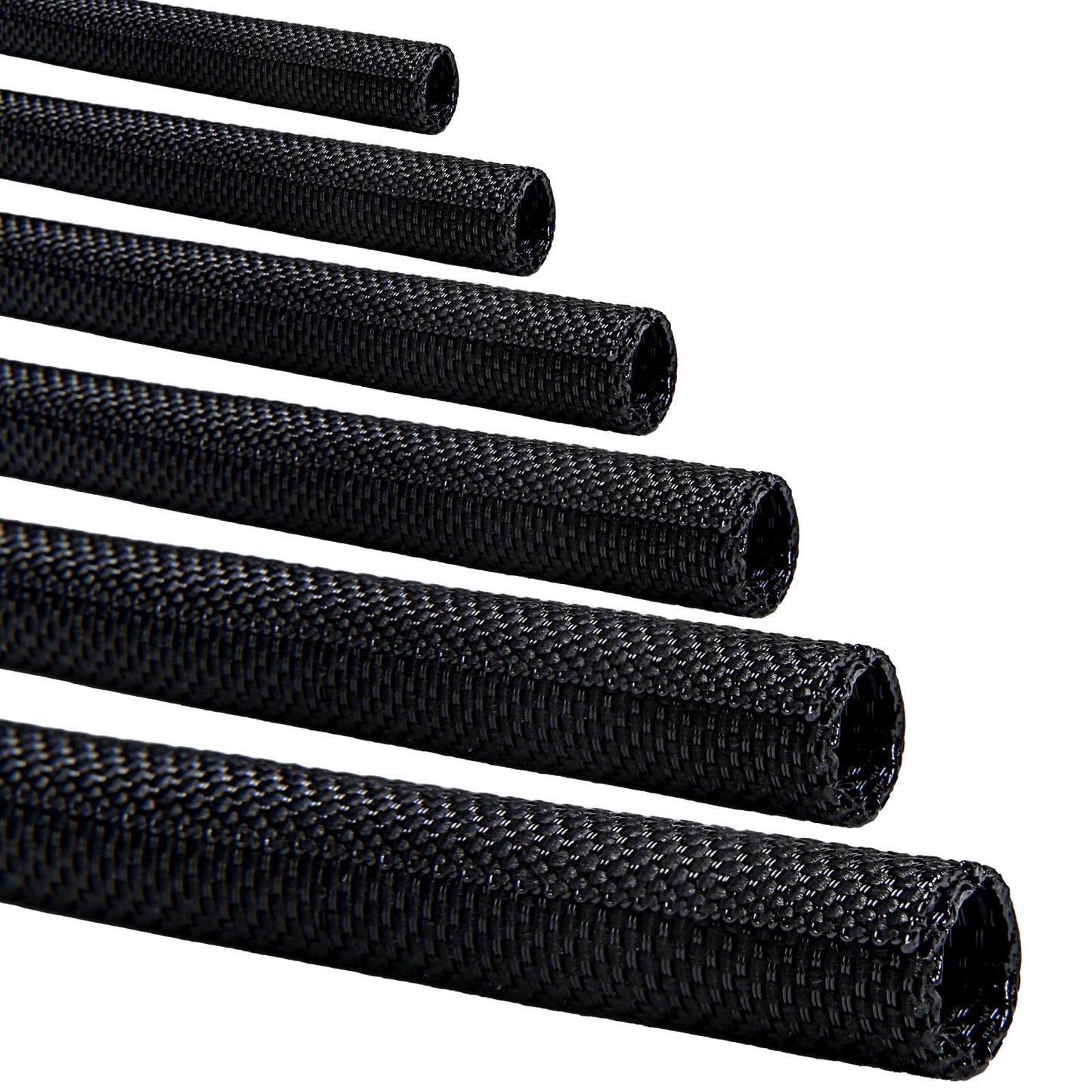 Split-Sleeve Wire Loom for High-Temperature Automotive Harness and Home Cable Management, 25ft - 1/2 inch Braided Cable Management Sleeve Cord