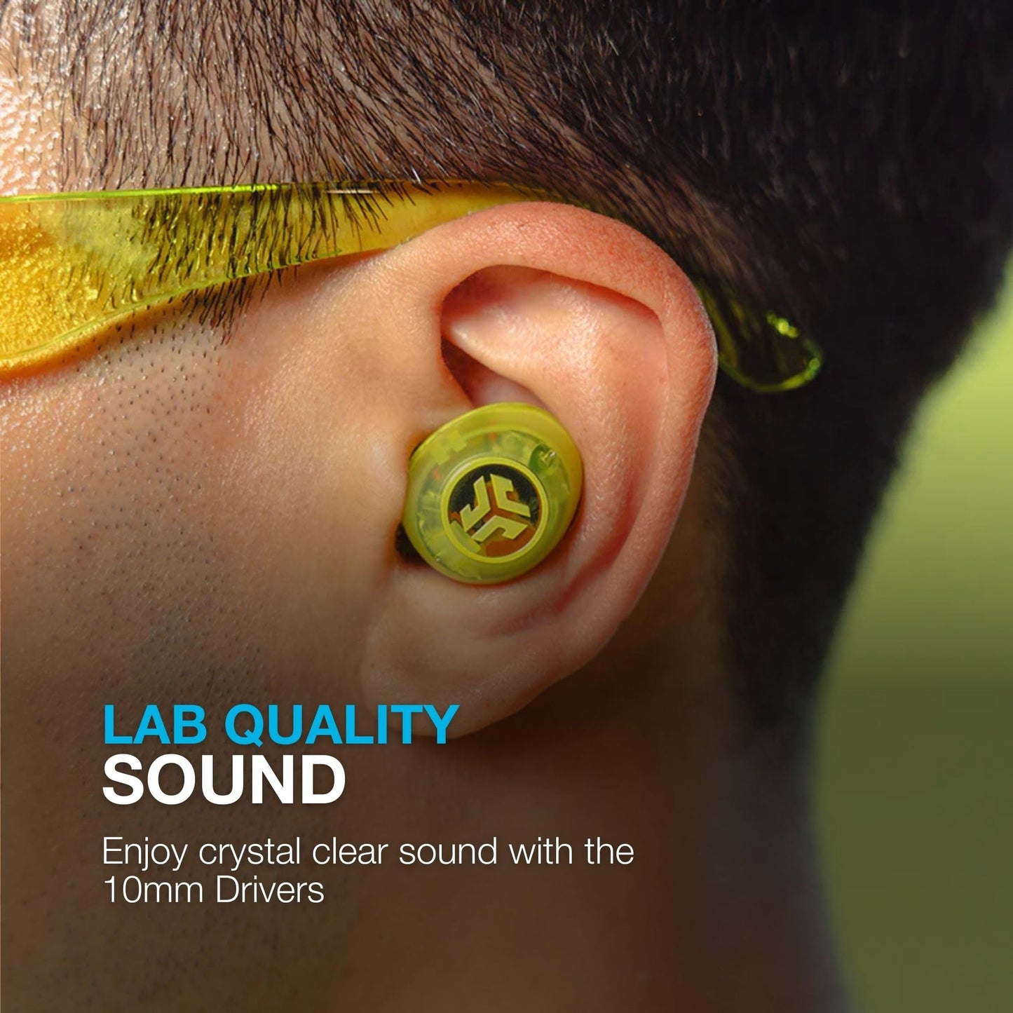 JLab, Go Pop ANC, True Wireless Earbuds, Active Noise Cancelling, Bluetooth Earbuds, Transparent Neon Green
