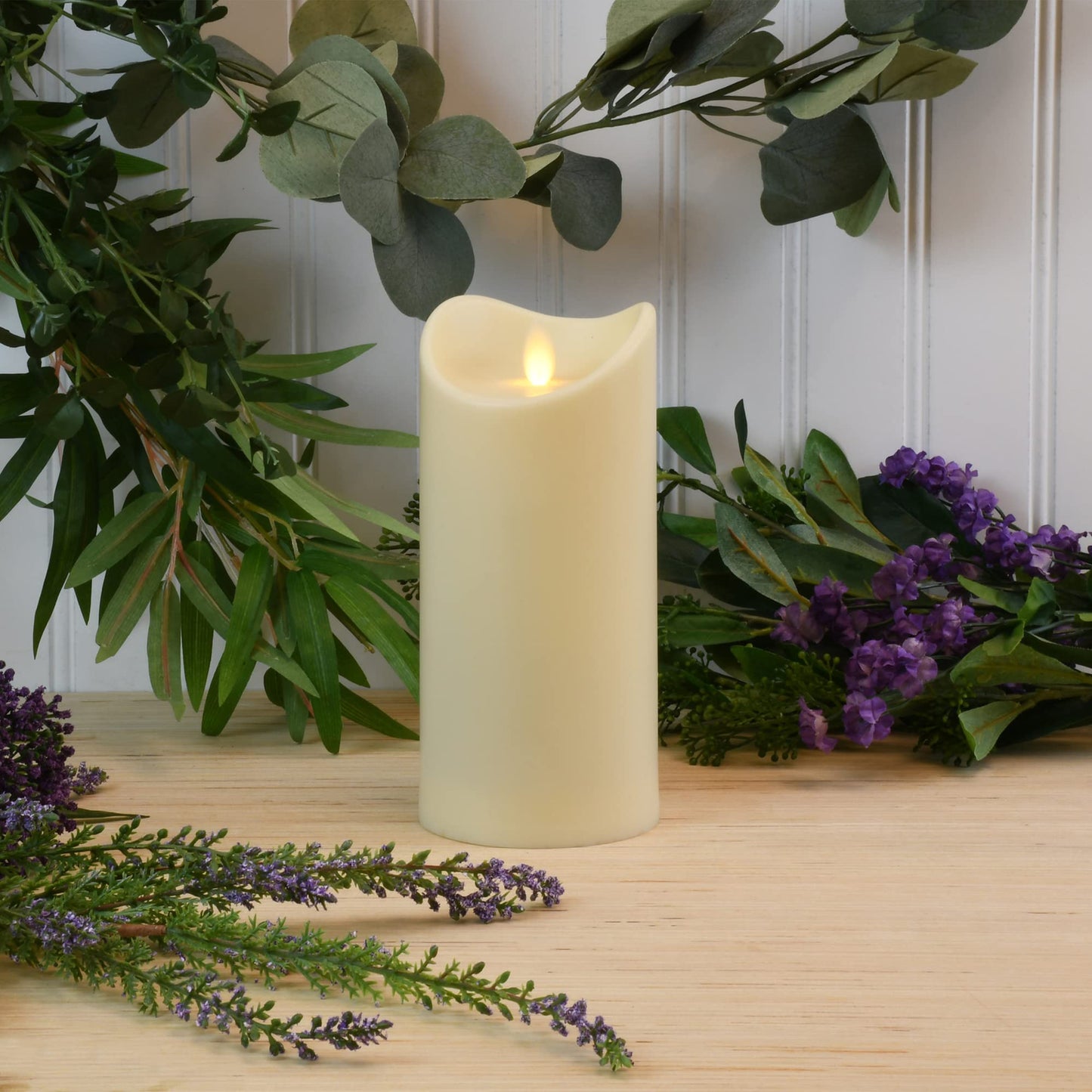 LumaBase Battery Operated 7" Pillar Candle with Flickering Flame