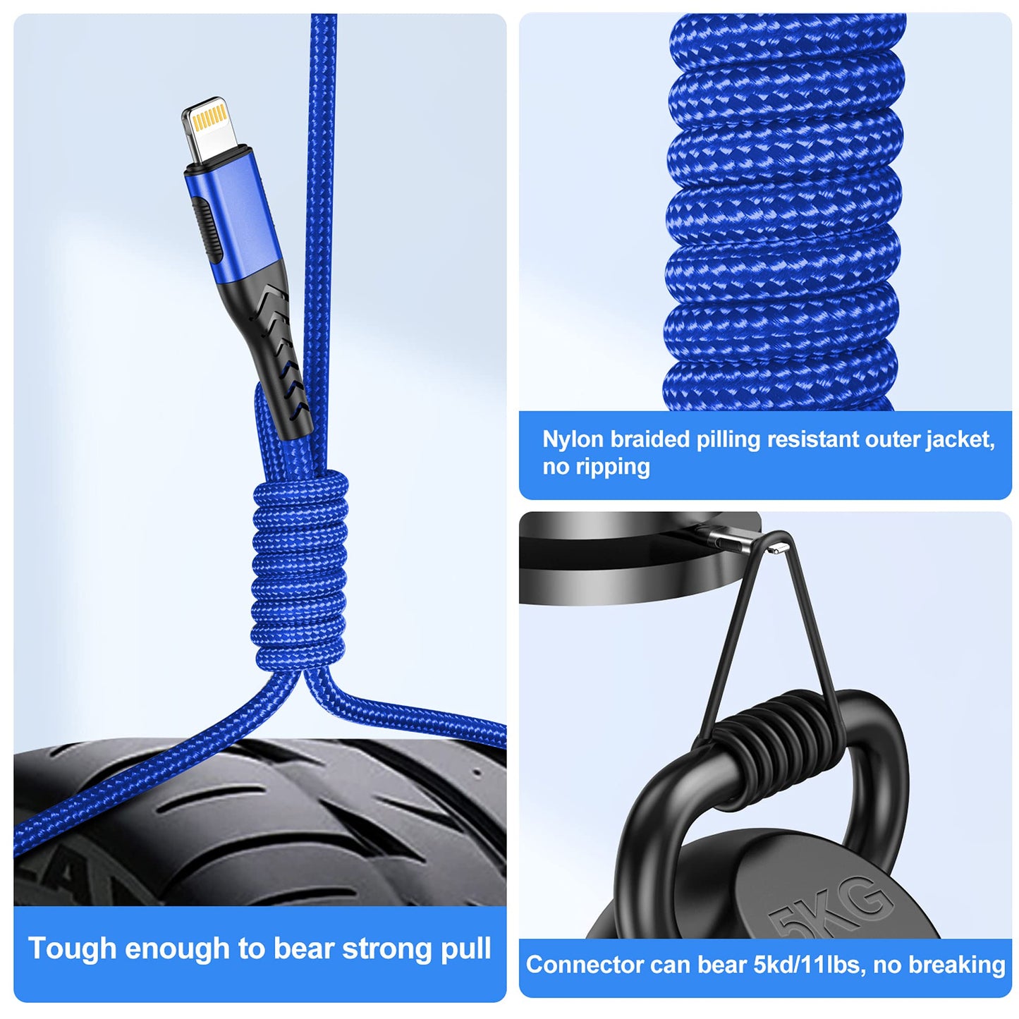 iPhone Charger, [Apple MFi Certified] 3Pack 10FT Lightning Cable for Long Charger Cable, Fast Charging Cord Compatible with with iPhone Xs…