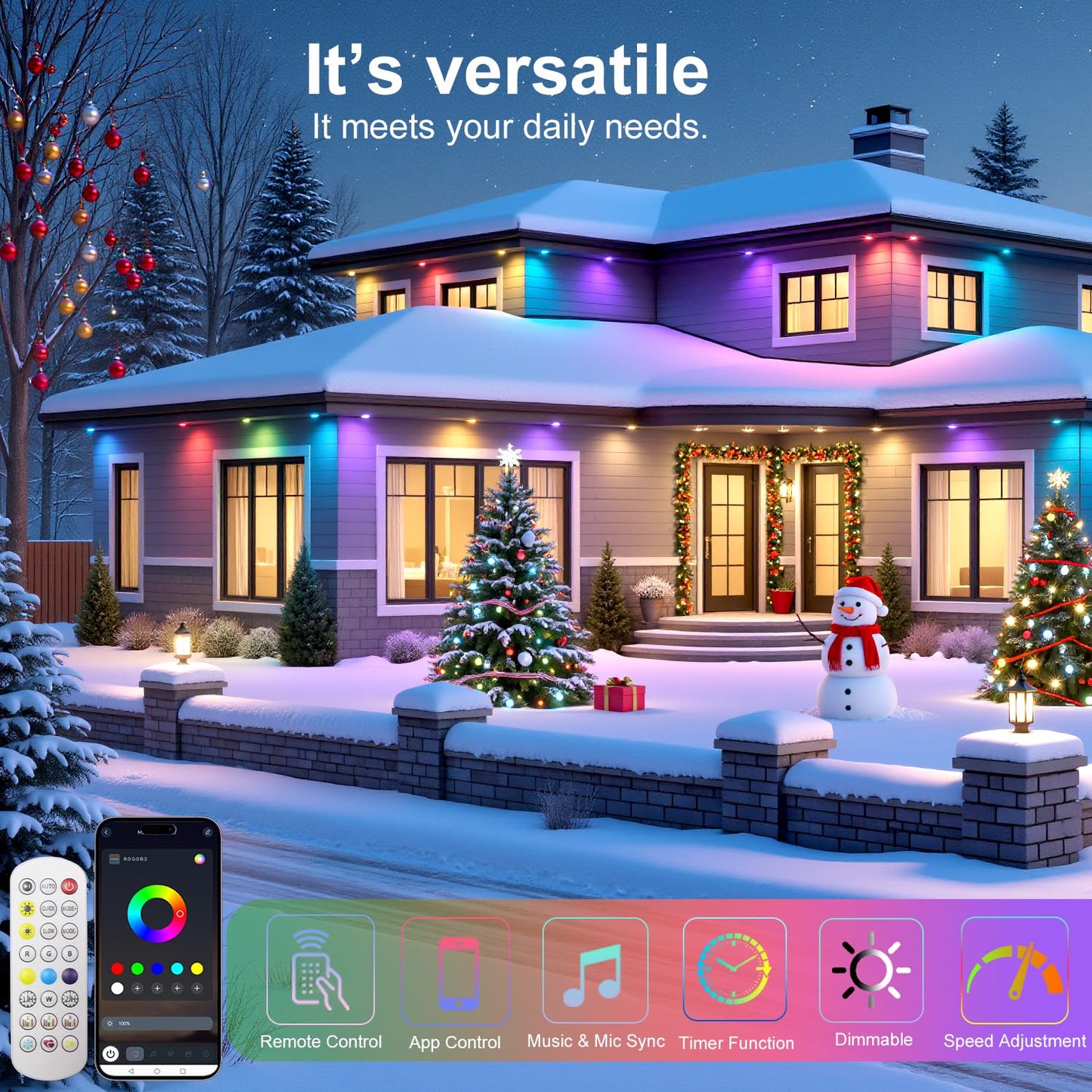 ARGANOL Smart Permanent Outdoor Lights 50ft with Music Sync