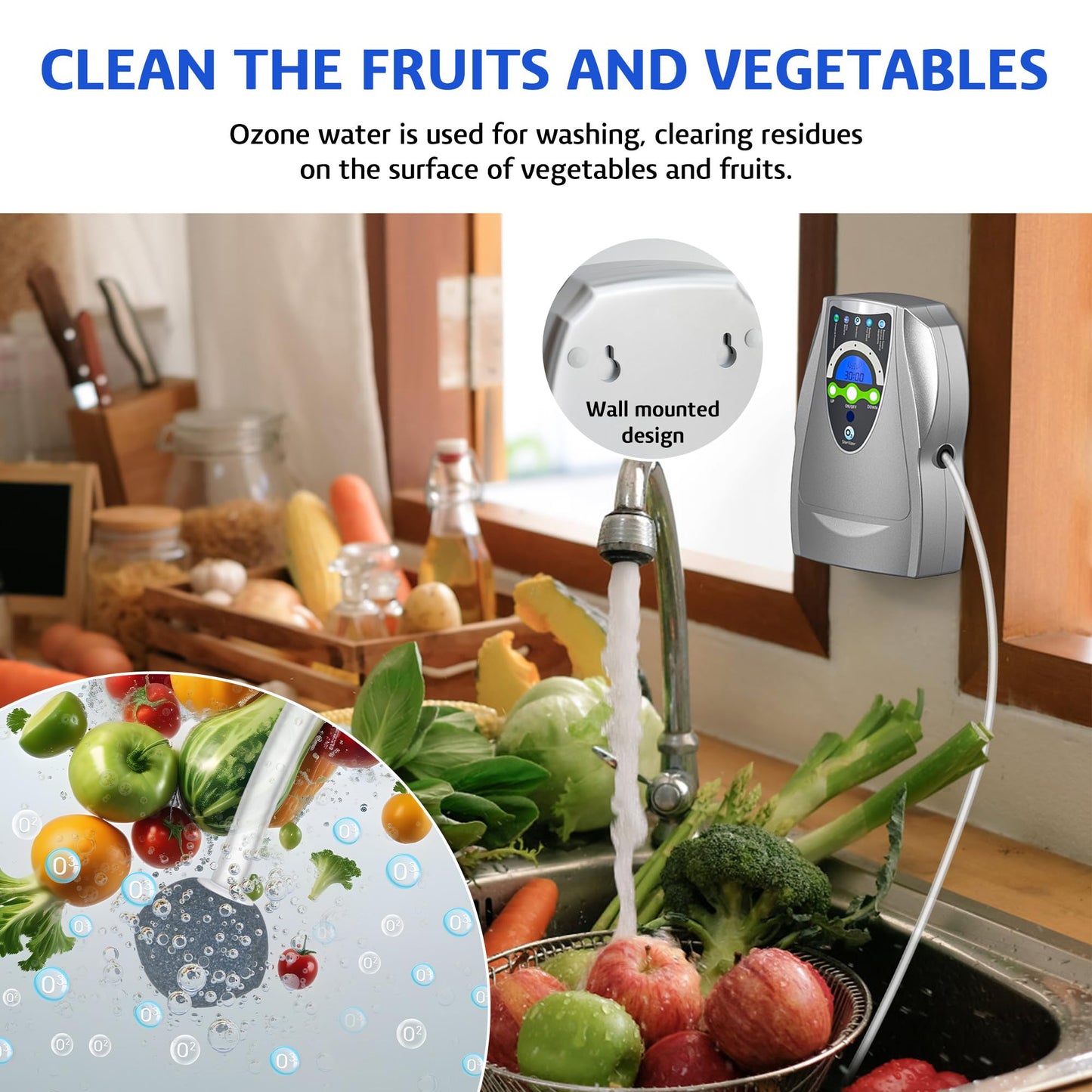 VTAR Ozone Machine, 500mg/h Multipurpose Ozone Machine Purify Air, Water, Fruits, Vegetables, Toothbrushes, Aquarium Cleaner Device in Water - Silver