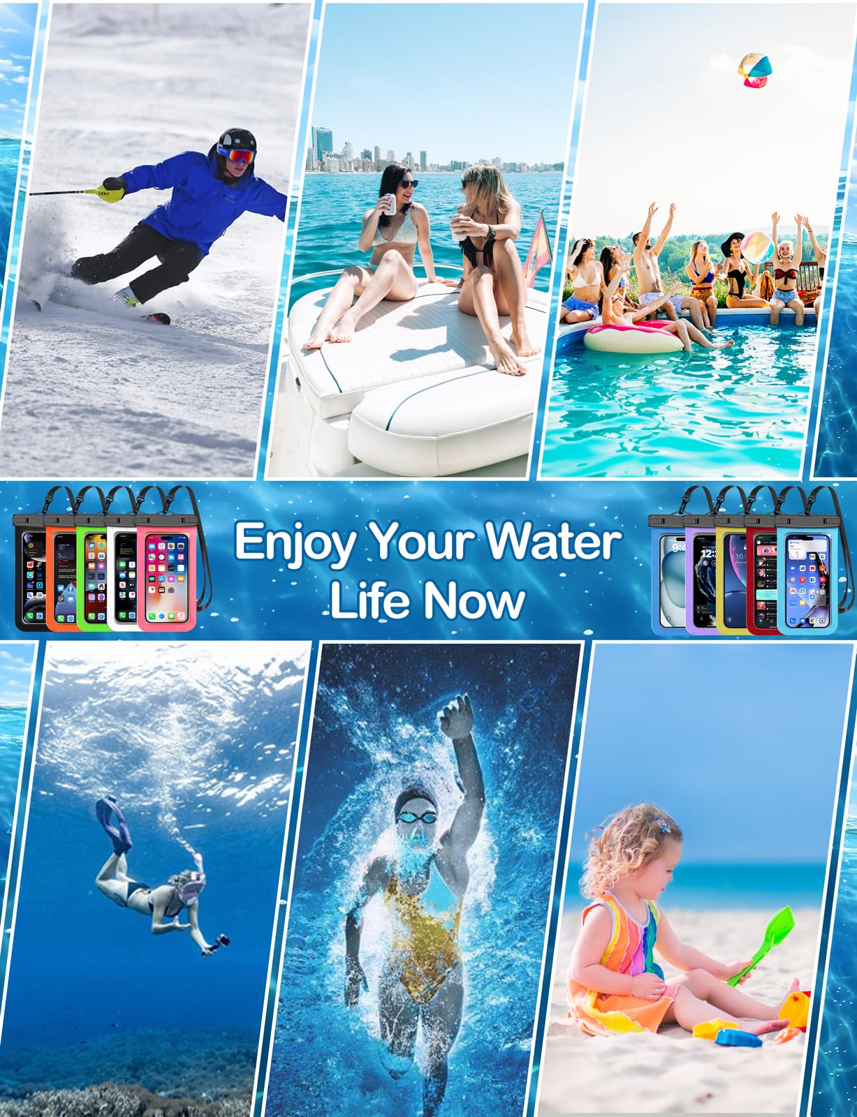 Waterproof Phone Pouch, Cell Phone Case Dry Bag,Protection Level: IP68,Beach Cruise for iPhone,Samsung,and More,Lanyard Included,(Fits Up to 8.3")
