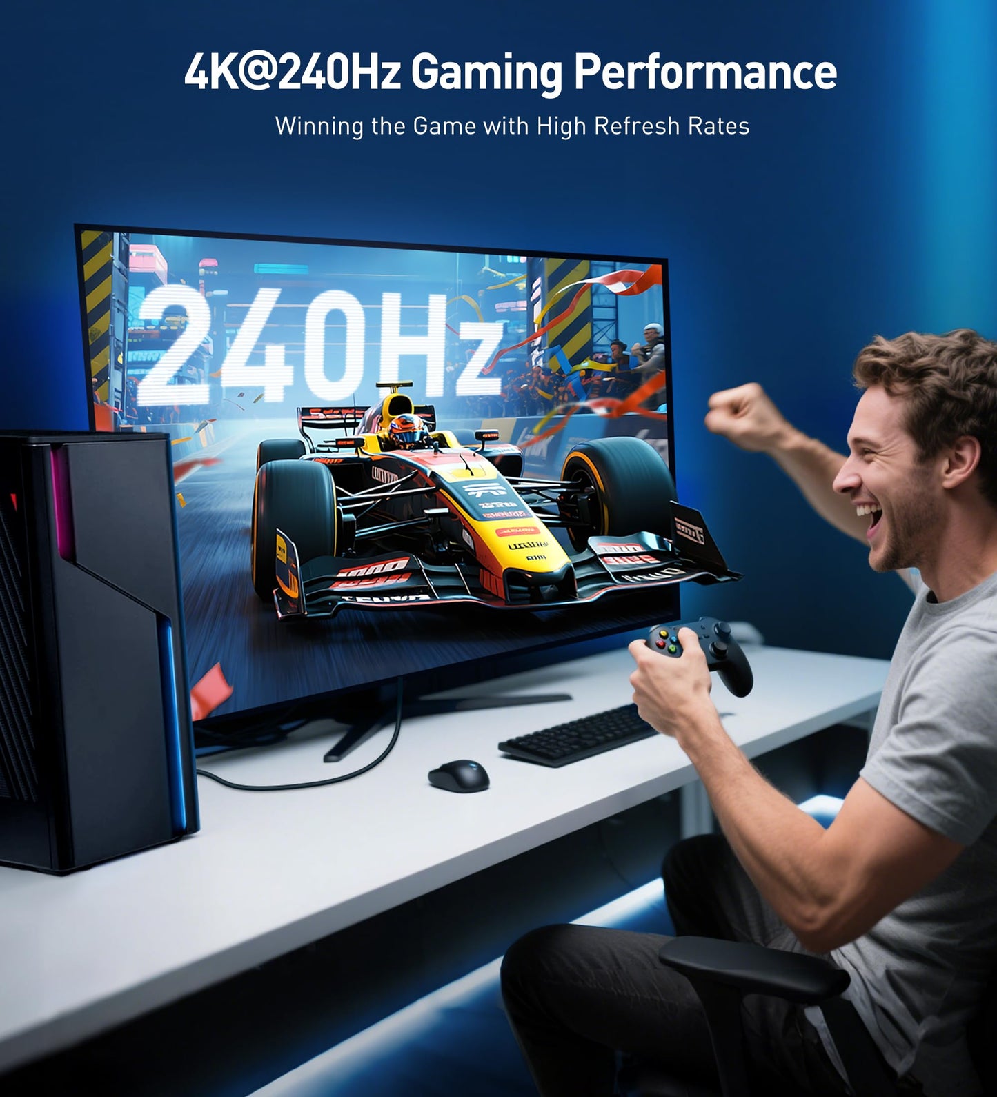 Cable Matters [VESA Certified] 40Gbps DisplayPort 2.1 Cable 2m/6.6ft, DP40 Cable 8K 120Hz, 4K 240Hz in Black with FreeSync, G-SYNC and HDR for Gaming