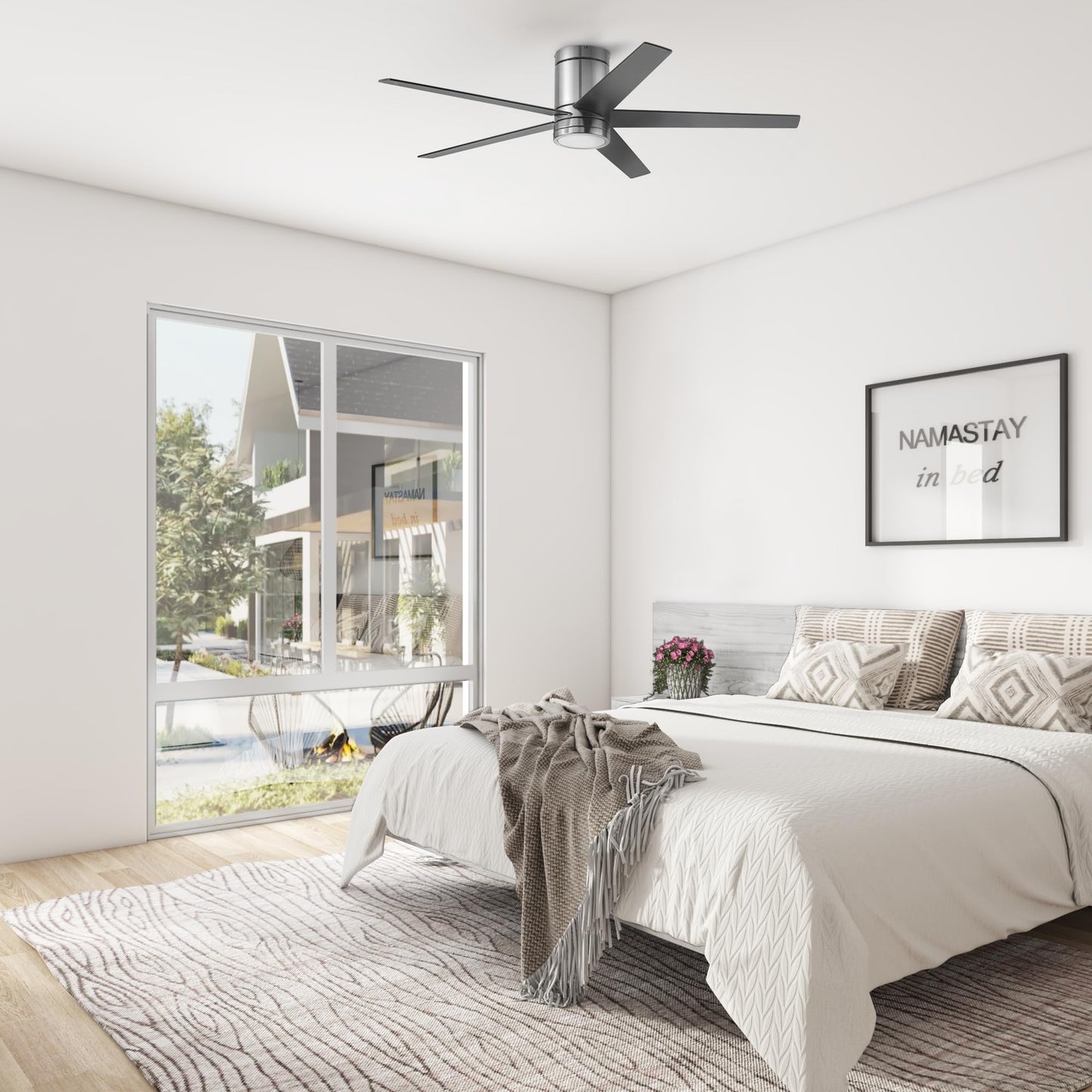 Honeywell Graceshire 52 Inch Ceiling Fan with Color Changing LED Light and Remote Control, 5 Blades, Reversible Airflow, Brushed Nickel