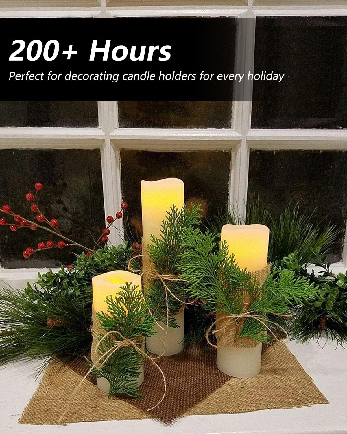 salipt Flameless Candles, LED Flickering Candles Set of 10 (H 4" 5" 6" 7" xD 2.2") Waterproof Candles, Resin Plastic, Indoor Outdoor Use,Ivory