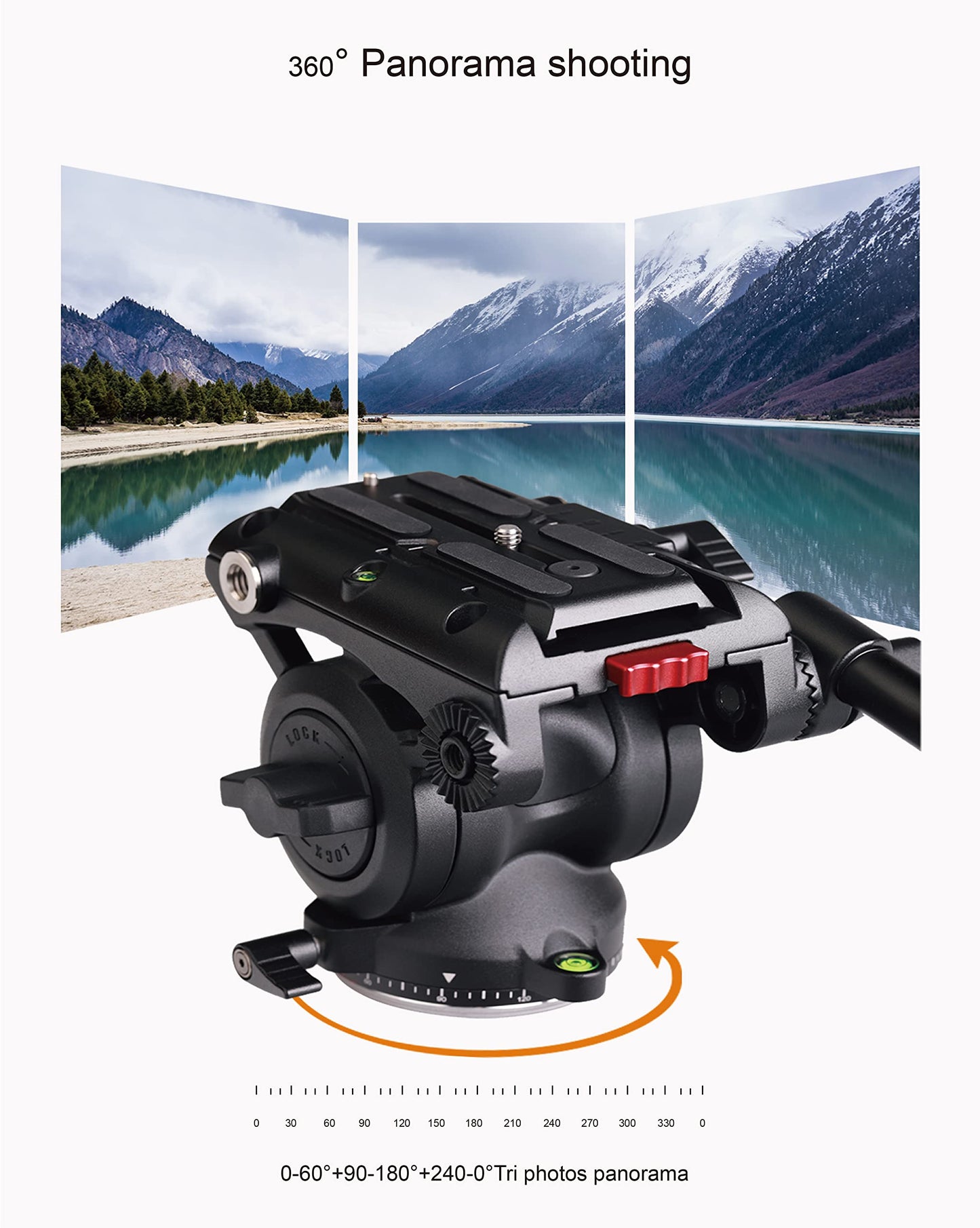 BV12T Professional Heavy Duty Video Tripod System, Aluminum Twin Tube and 360 Degree Fluid Head, Max Load 26.5 LB for DSLR Camera Camcorder